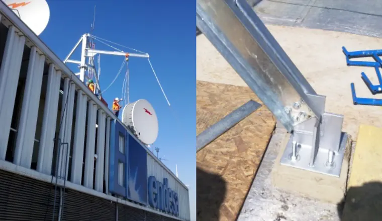 Grúa pluma con tecle, Azotea Edificio Corporativo ENDESA, Santa Rosa 76